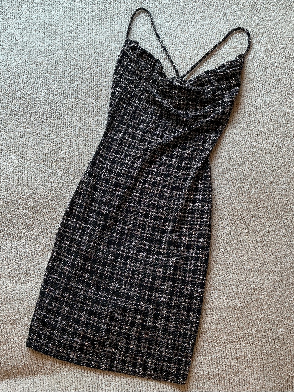 Triple Seven cowl neck tweed mini dress EUC - size M